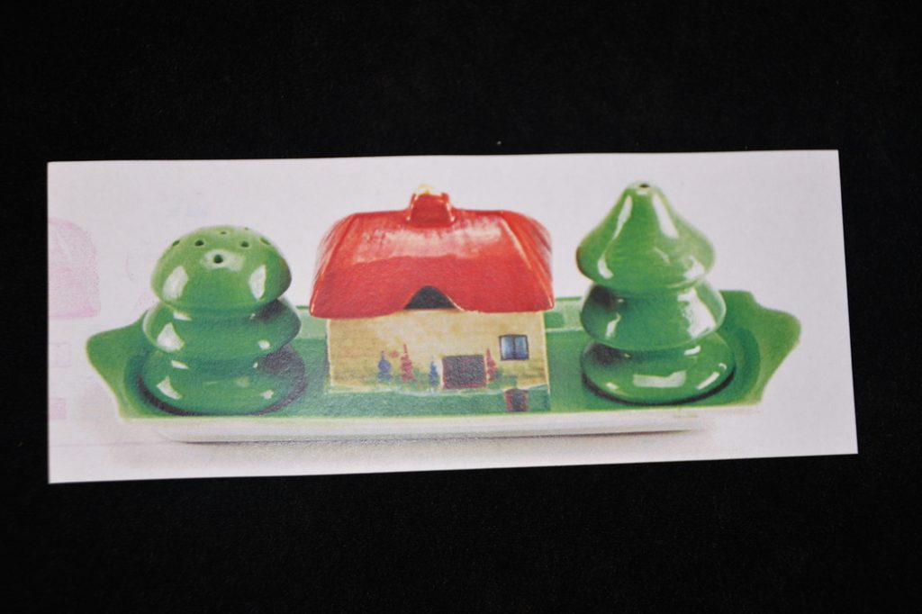 Photo of cottage cruet set mustard in shape of cottage